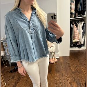 Anthropologie Holding Horses size S Denim Top